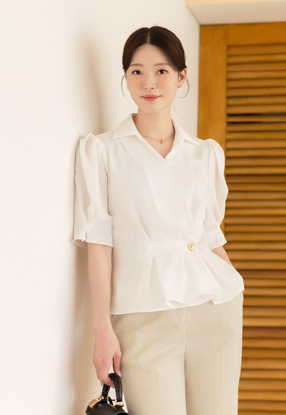 Elegant Wrap Peplum Blouse with a Flattering Waistline