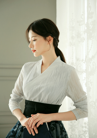 Elegant Feminine Modern Hanbok Wrap Dress