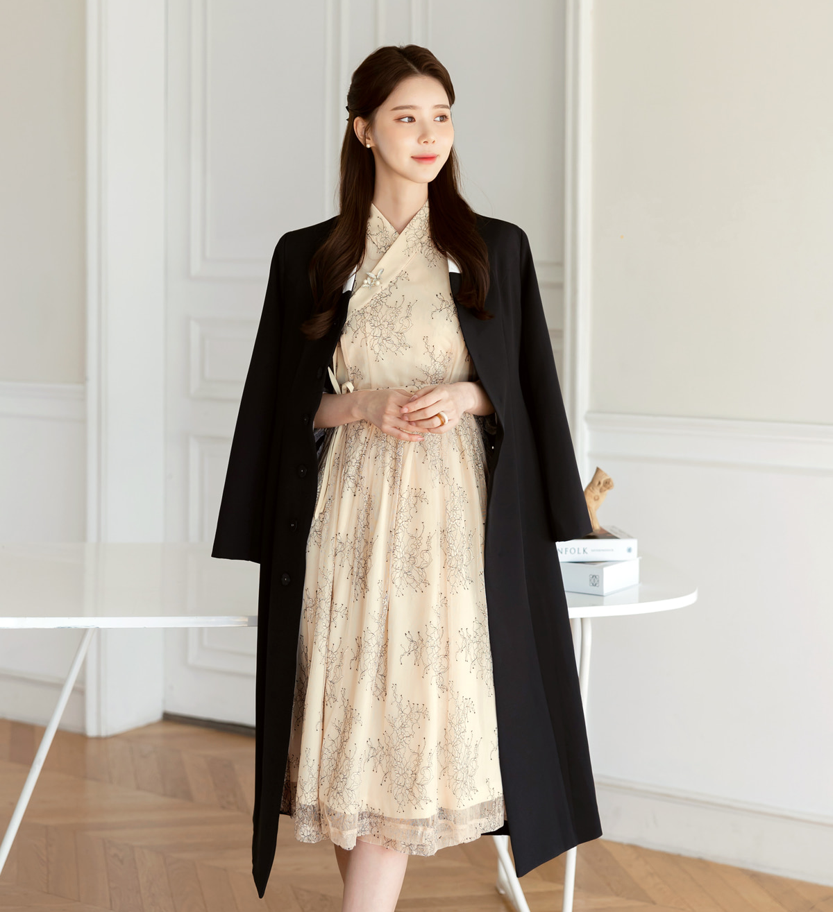 Black Modern Hanbok Durumagi Coat