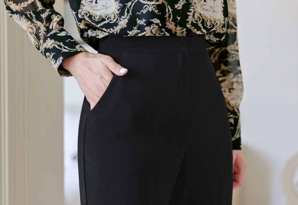 Fluid Wide-Leg Trousers with Tailored Pintuck Detail