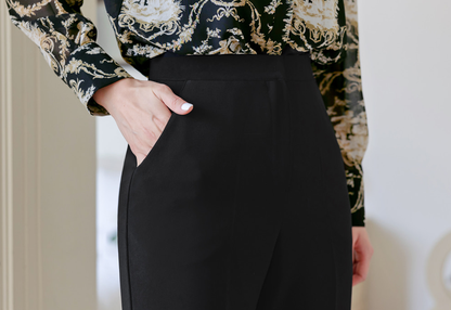 Fluid Wide-Leg Trousers with Tailored Pintuck Detail