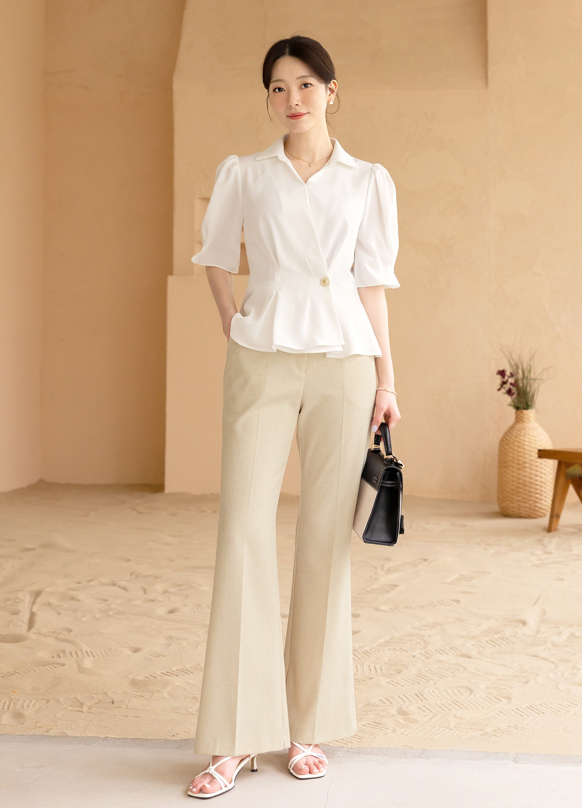 Elegant Wrap Peplum Blouse with a Flattering Waistline
