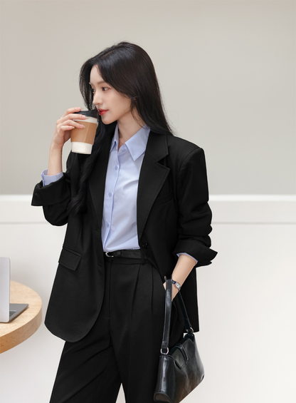 Tailored Semi-Wide Trousers with Elegant Pintuck Detail