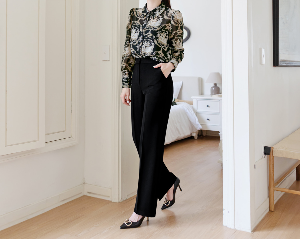 Fluid Wide-Leg Trousers with Tailored Pintuck Detail