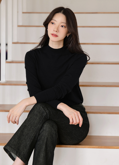 Essential Soft Mock Neck Knit with a Relaxed Silhouette