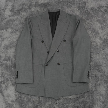 Peaked Lapel Wool Double Jacket