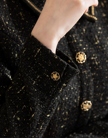 Luxury Tweed Dress with Gold‑Chain Detailing and Removable Belt