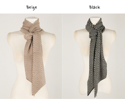 Two-Tone Herringbone Knit Scarf