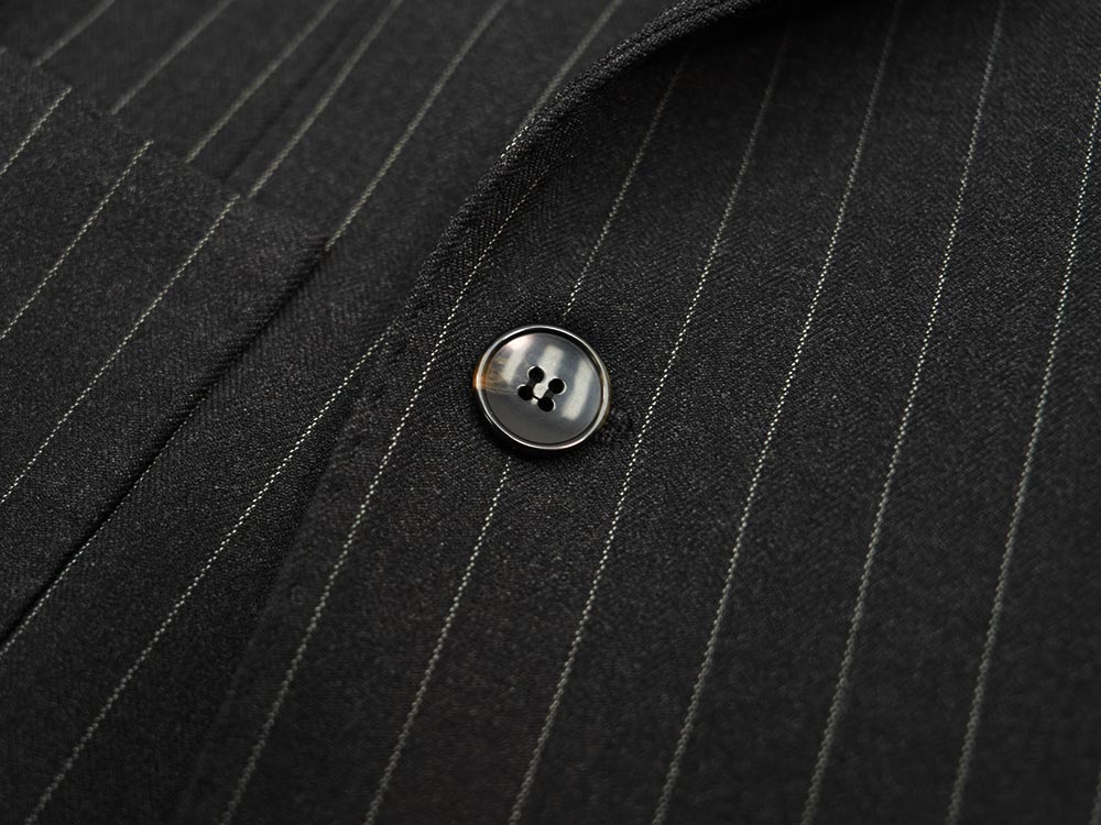 Charcoal Gray Wool Striped Double Suit Jacket