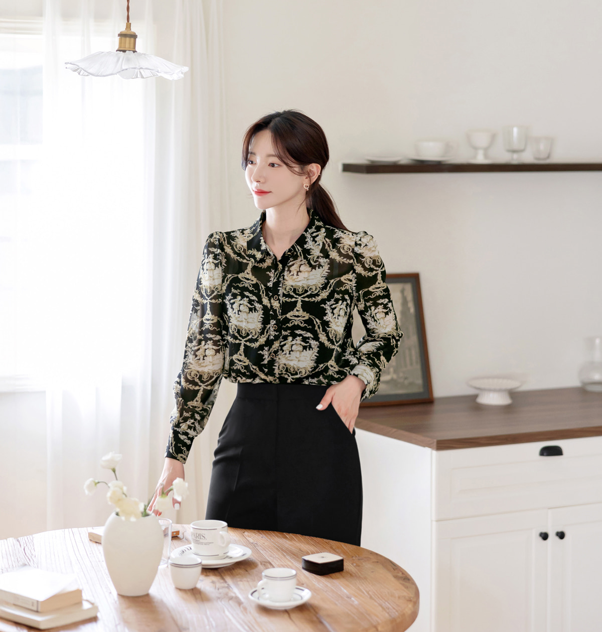 Fluid Wide-Leg Trousers with Tailored Pintuck Detail