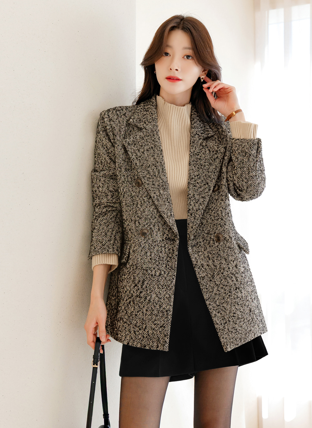 Soft Ribbed Longline Knit Top with Cozy Half‑Neck Fit