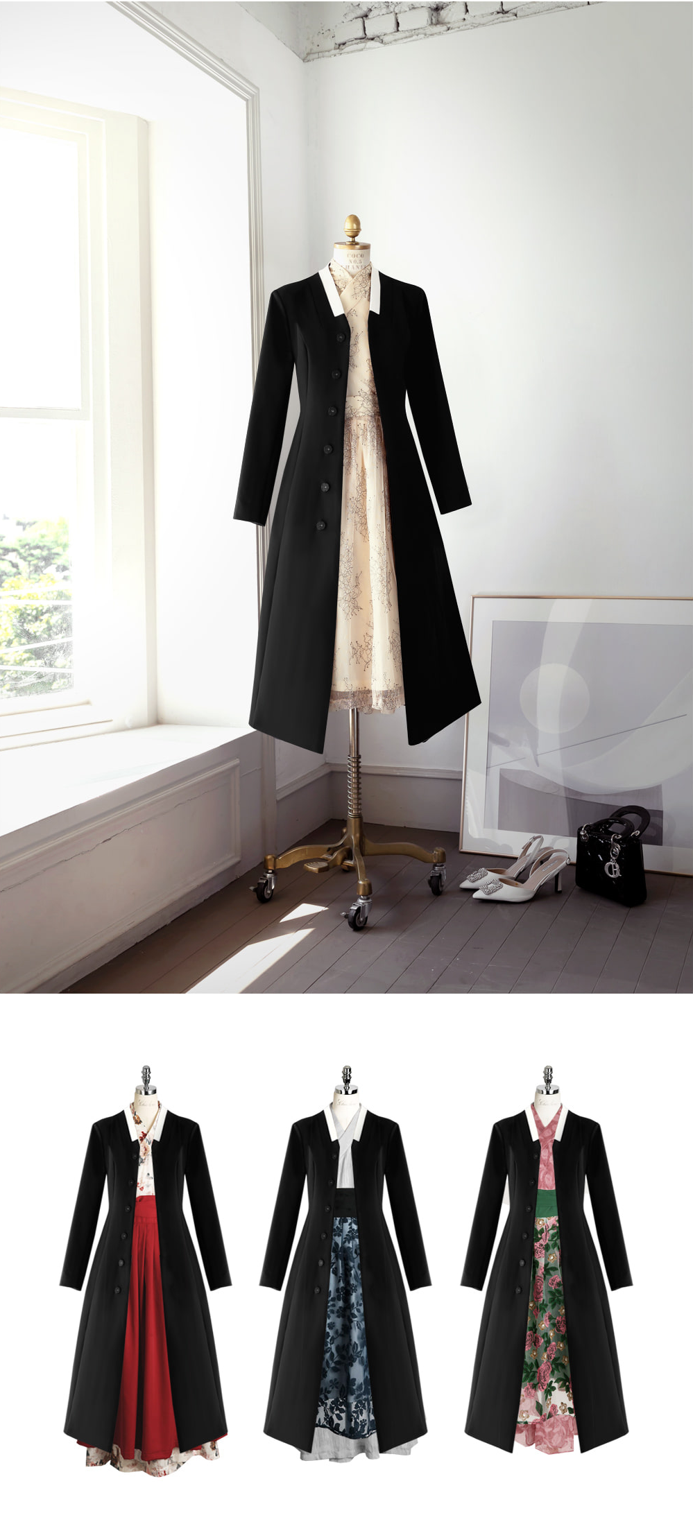 Black Modern Hanbok Durumagi Coat