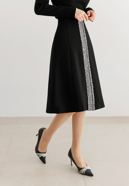 Unique Blend of Tweed Accents Semi-Flare Skirt