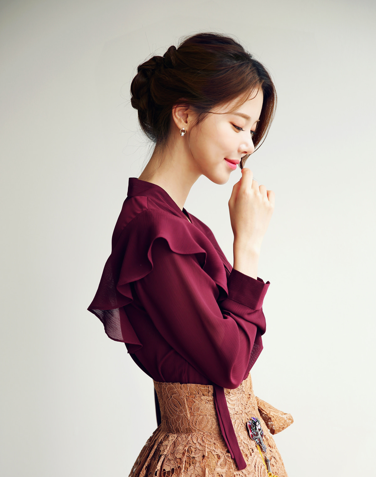 Floral Pattern Lace Modern Hanbok Wrap Skirt