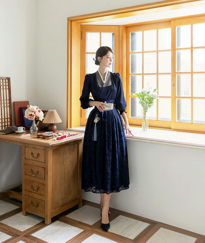 See-through Lace Modern Hanbok Wrap Skirt