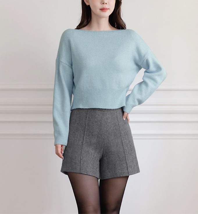 Long Sleeve Boatneck Knit Top