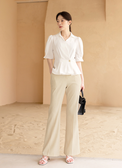 Elegant Wrap Peplum Blouse with a Flattering Waistline