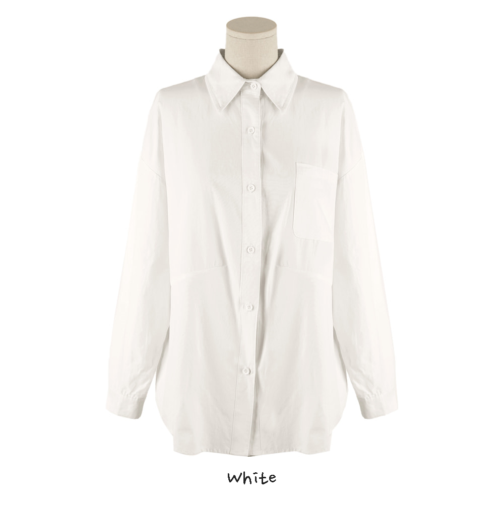 Women's Cotton One-Pocket Loose Fit Collar Shirt