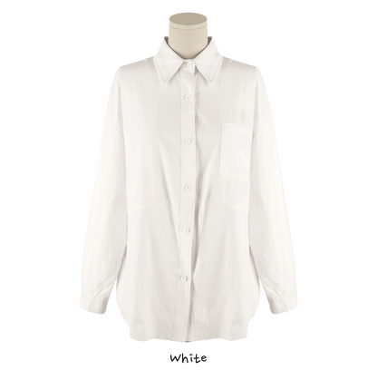 Women's Cotton One-Pocket Loose Fit Collar Shirt