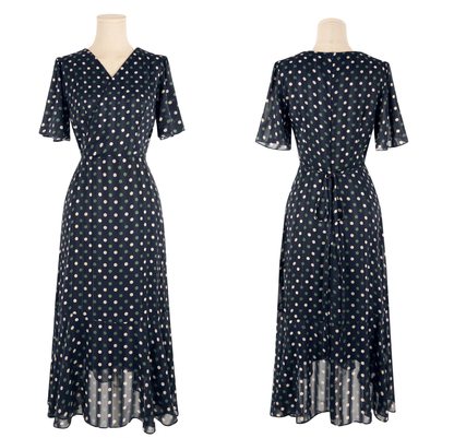 Romantic Polka Dot Flare Dress with a Graceful Feminine Silhouette