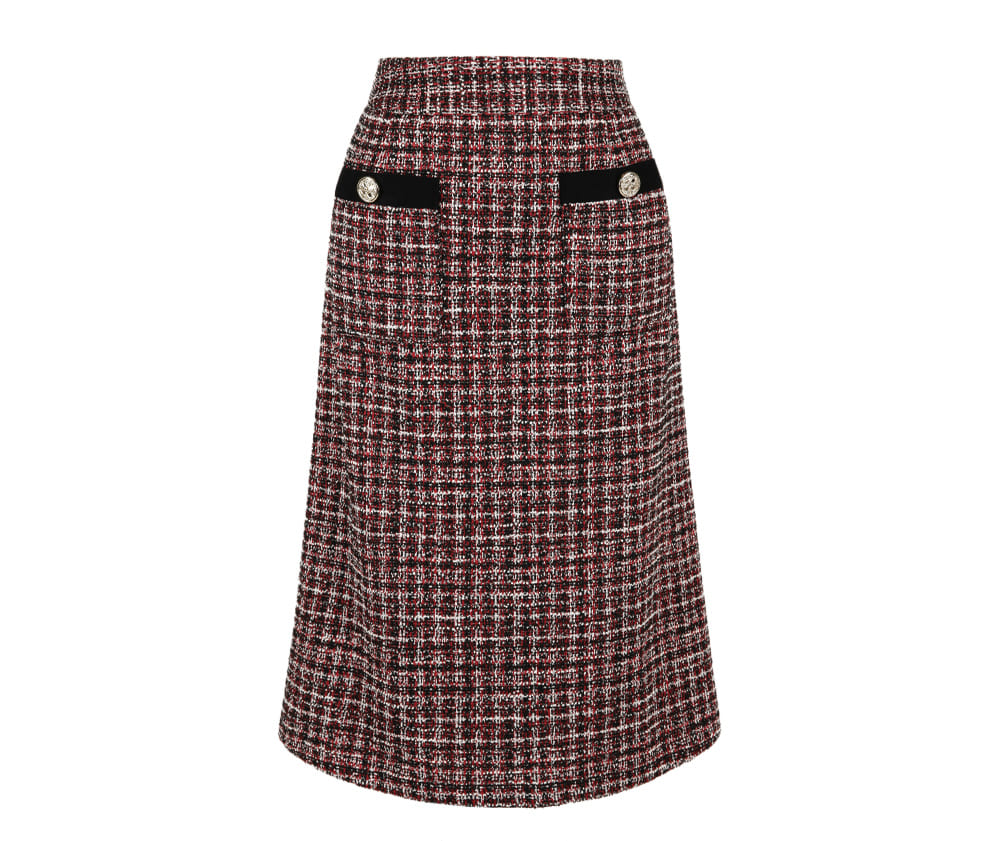 Elegant Tweed Skirt in Festive Wine Color