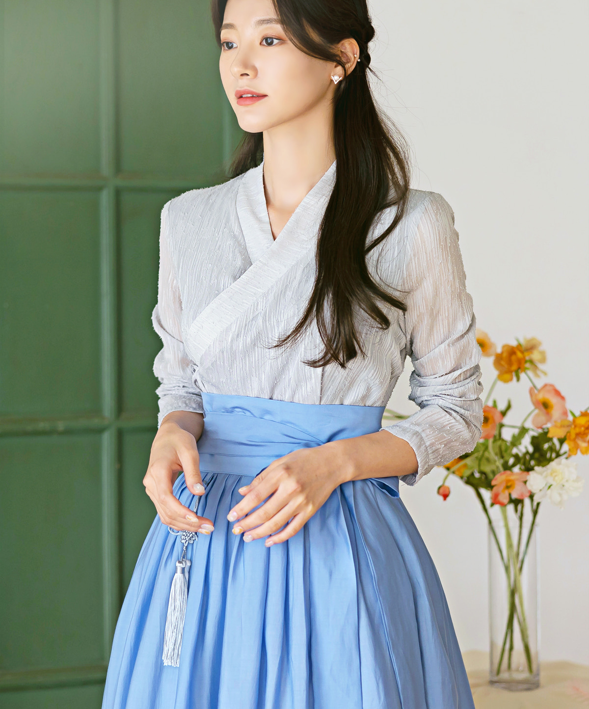 Elegant Feminine Modern Hanbok Wrap Dress