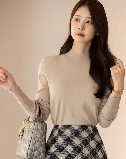 Essential Soft Mock Neck Knit with a Relaxed Silhouette