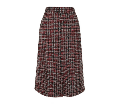 Elegant Tweed Skirt in Festive Wine Color