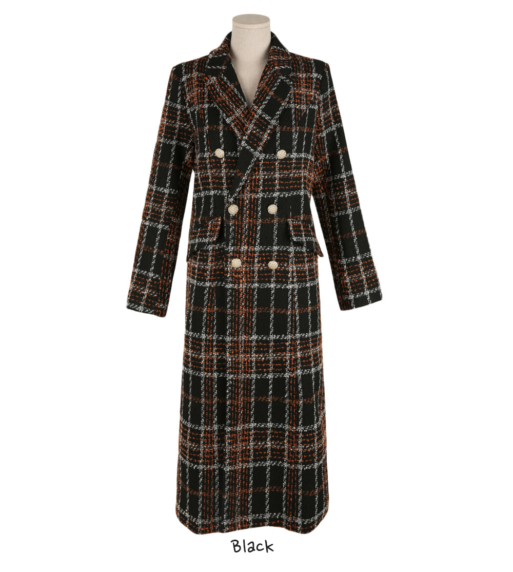 Elegant Tweed Check Coat for Women