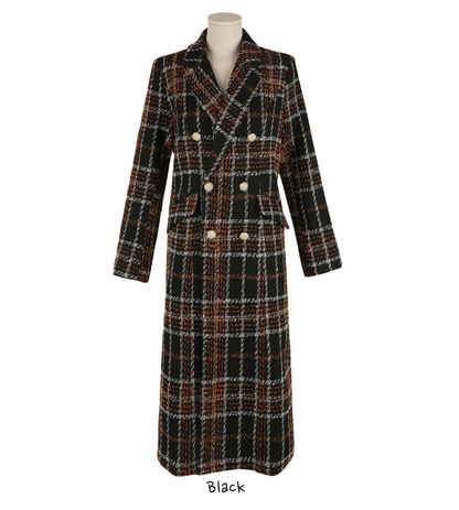 Elegant Tweed Check Coat for Women