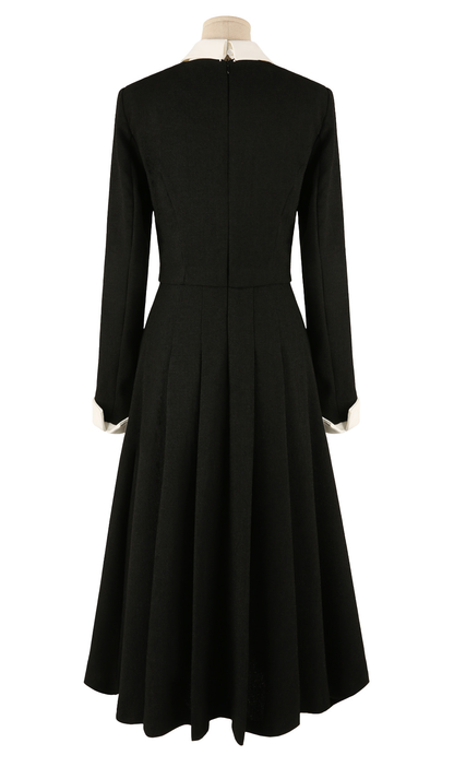 Layered Jacket‑Style Dress with Contrast Collar & Cuffs