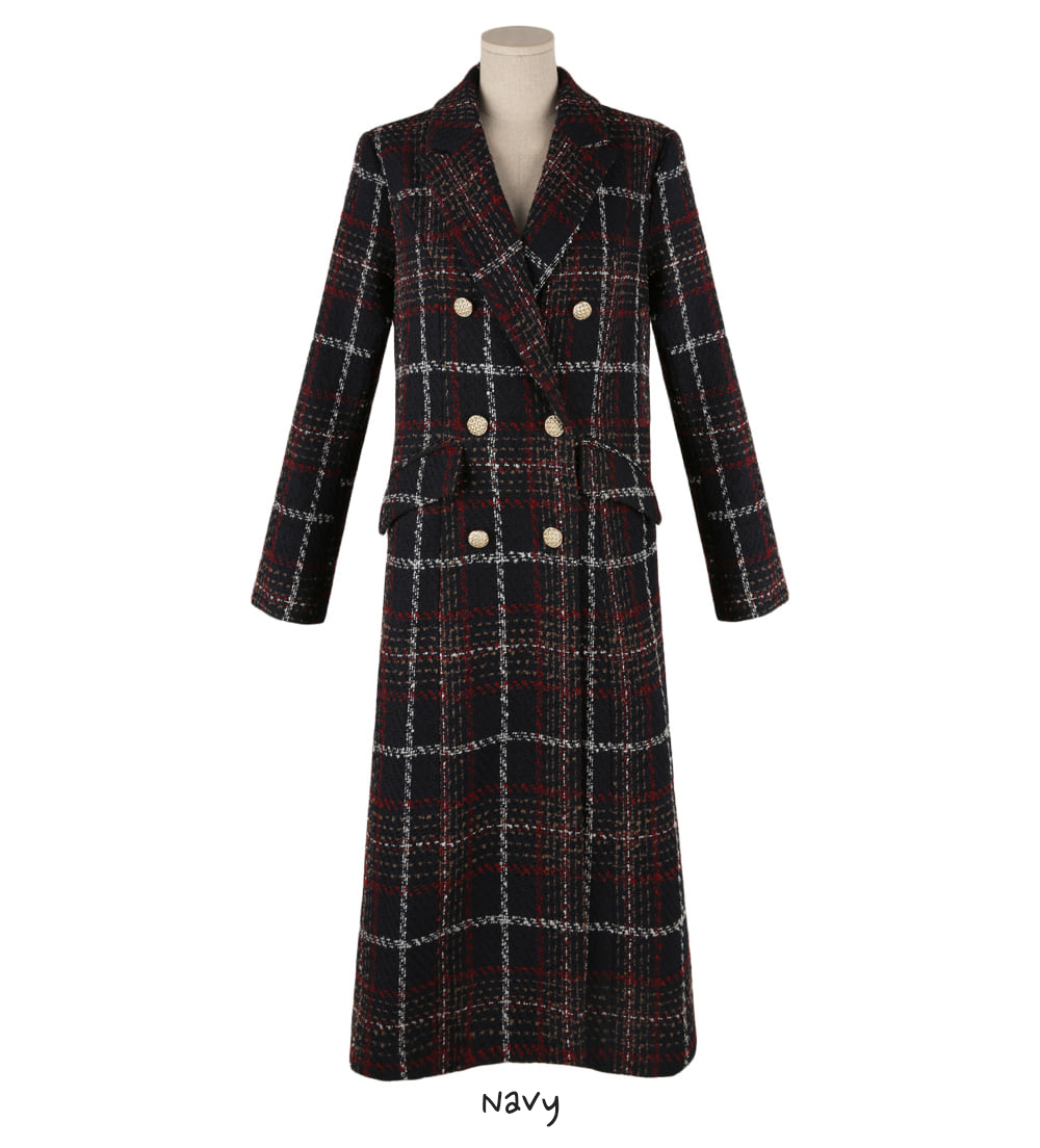 Elegant Tweed Check Coat for Women