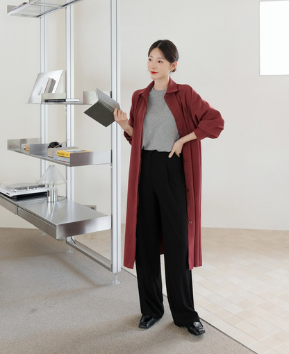 Refined Semi-Wide Trousers with a Comfort Waistband