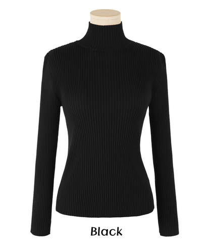 Cozy Ribbed Turtleneck Knit Top for Effortless Winter Layering