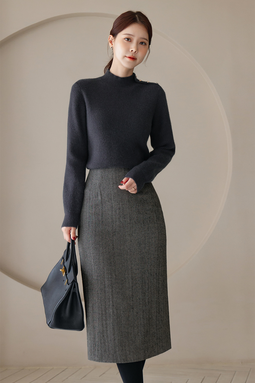 Soft Side‑Button Mock Neck Knit for Cozy Office & Everyday Style