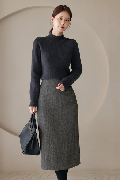 Soft Side‑Button Mock Neck Knit for Cozy Office & Everyday Style