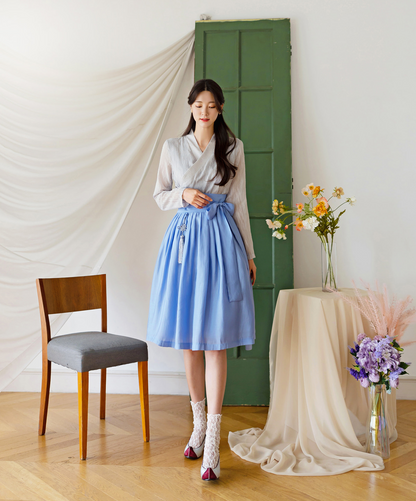 Elegant Feminine Modern Hanbok Wrap Dress