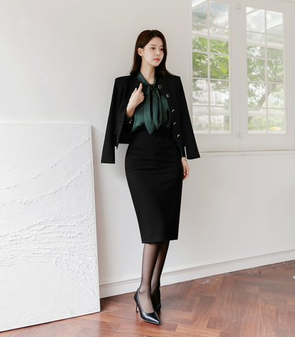 Lustrous Tie-Neck Blouse with Effortless Elegance