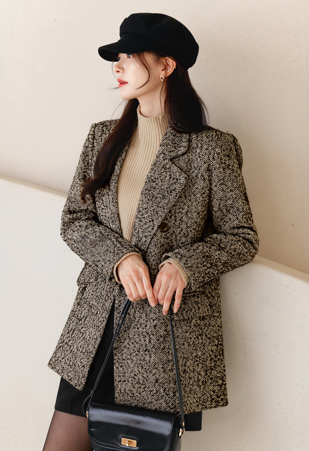 Soft Ribbed Longline Knit Top with Cozy Half‑Neck Fit