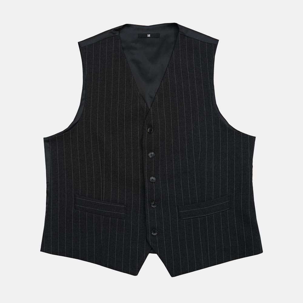 Charcoal Gray Wool Stripe Vest