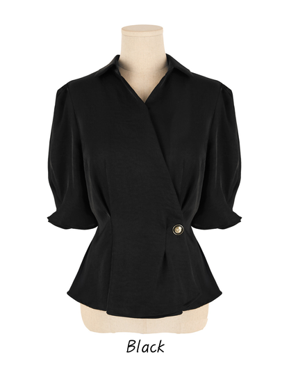 Elegant Wrap Peplum Blouse with a Flattering Waistline
