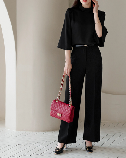 Fluid Wide-Leg Trousers with Tailored Pintuck Detail