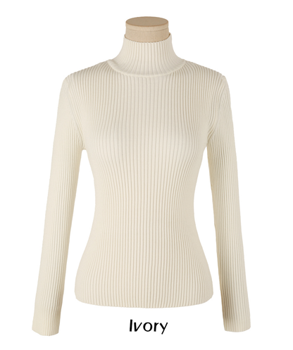 Cozy Ribbed Turtleneck Knit Top for Effortless Winter Layering