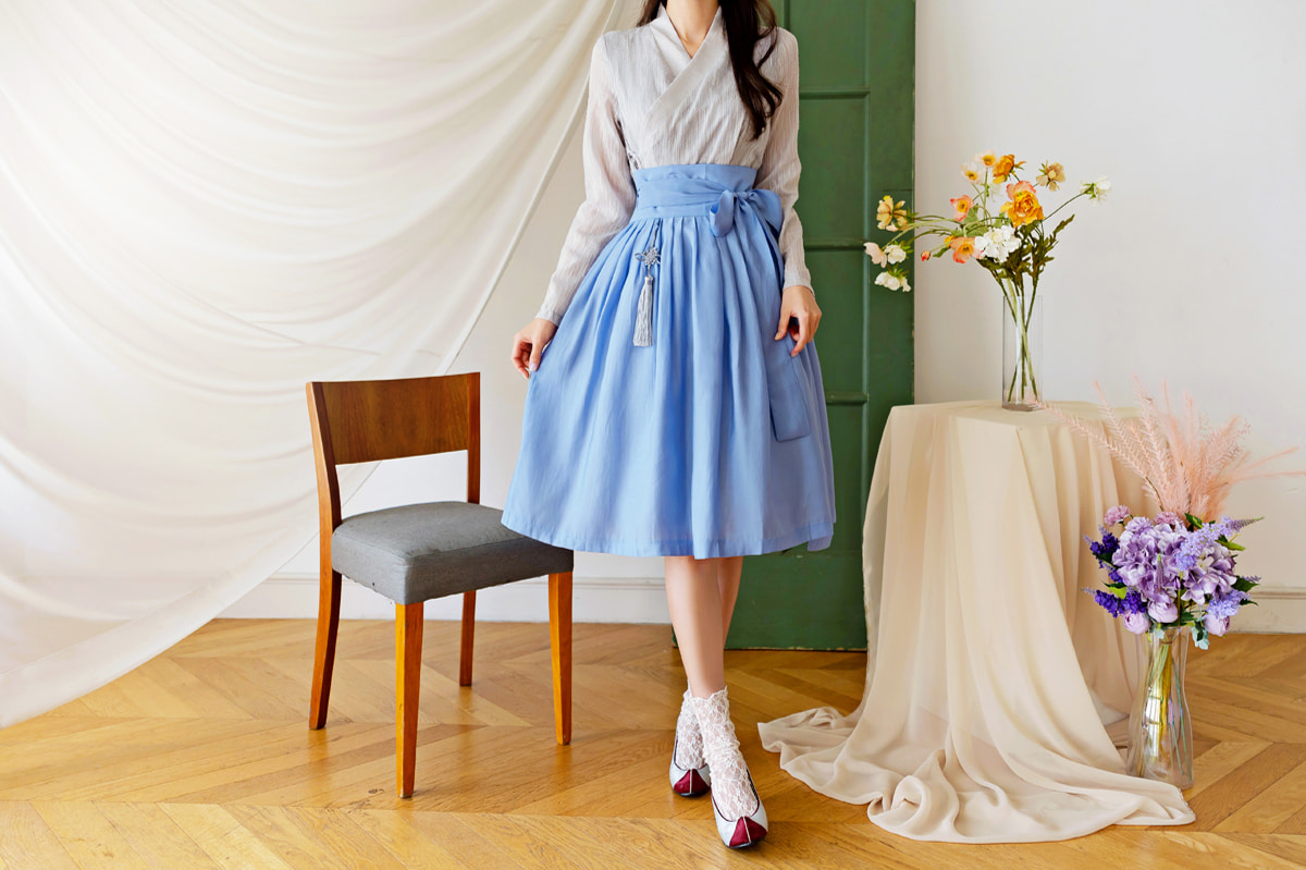 Elegant Feminine Modern Hanbok Wrap Dress