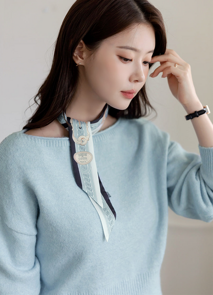 Long Sleeve Boatneck Knit Top