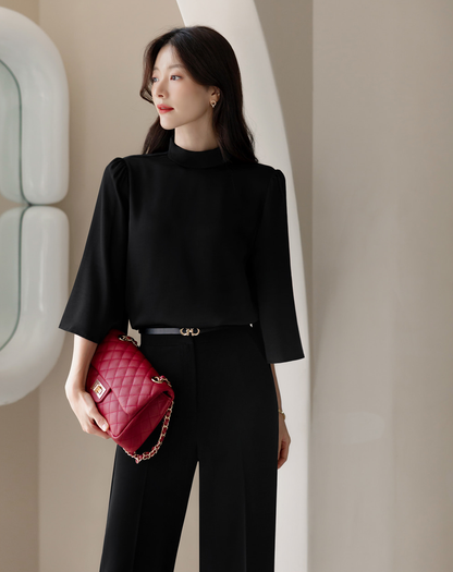 Fluid Wide-Leg Trousers with Tailored Pintuck Detail