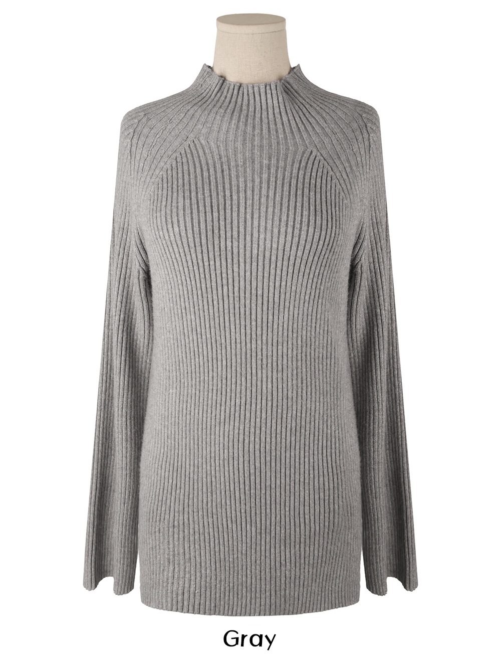 Soft Ribbed Longline Knit Top with Cozy Half‑Neck Fit