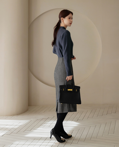 Soft Side‑Button Mock Neck Knit for Cozy Office & Everyday Style