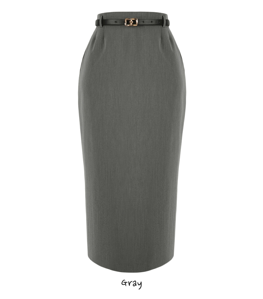 Feminine Sheath Belted Skirt