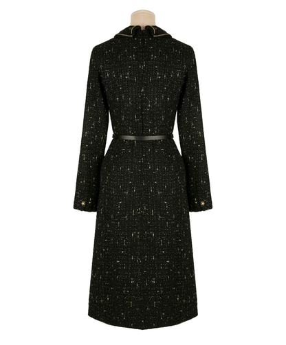 Luxury Tweed Dress with Gold‑Chain Detailing and Removable Belt